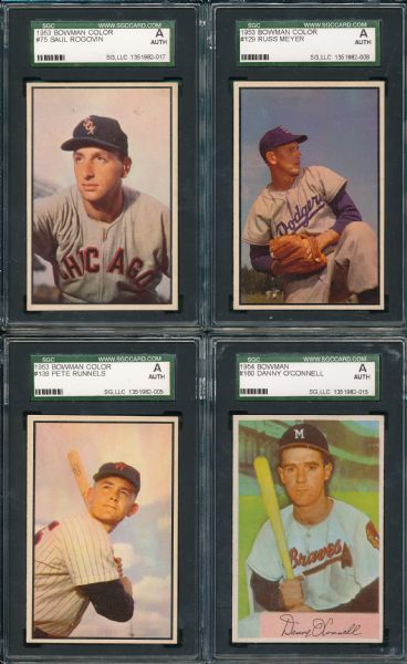 1949-54 Bowman (5) Card Lot W/Reiser, SGC Auth *NRMT Appearance*