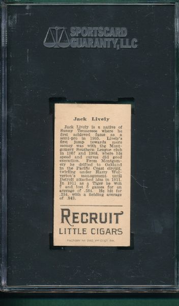 1912 T207 Lively Recruit Little Cigars SGC 60