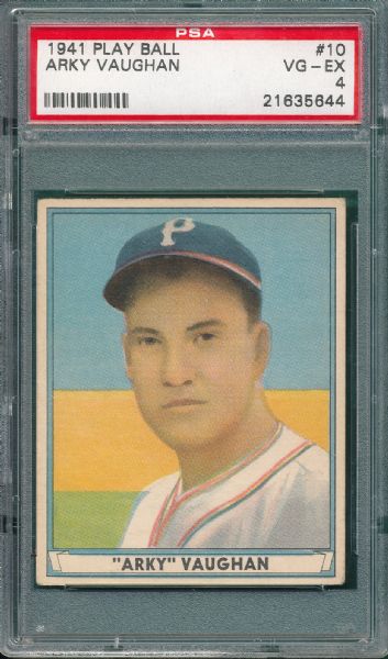 1941 Play Ball #10 Arky Vaughan PSA 4