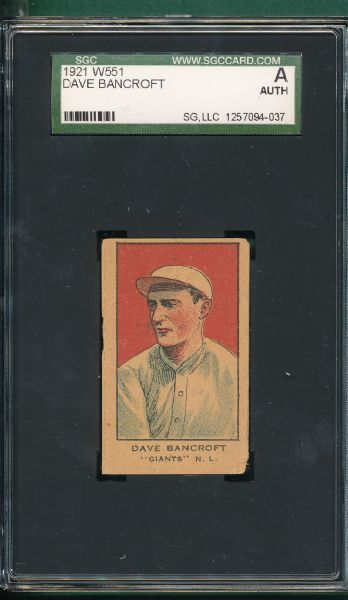 1921 W551 Dave Bancroft SGC Auth