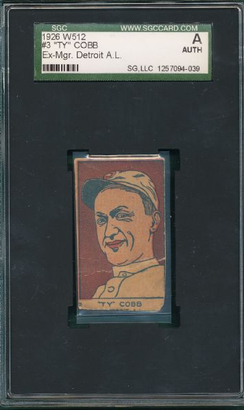 1926 W512 #3 Ty Cobb SGC Auth