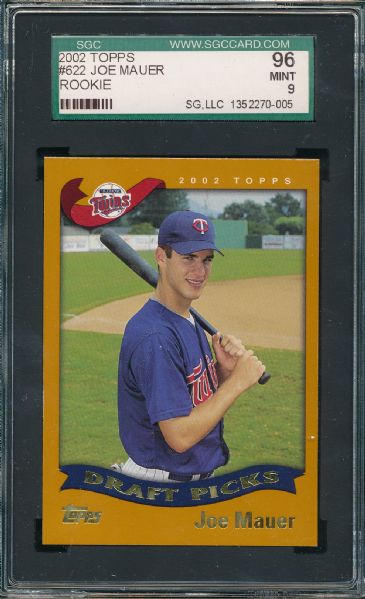 2002 Topps #622 Joe Mauer SGC 96 *Rookie*