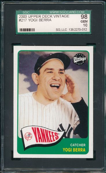 2003 Upper Deck Vintage #217 Yogi Berra SGC 98