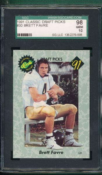 1991 Classic Draft Picke #30 Brett Favre SGC 98 *Rookie*