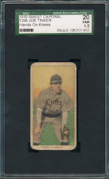 1909-1911 T206 Tinker, Hands on Knees, Sweet Caporal Cigarettes SGC 20 