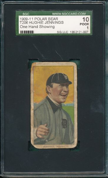 1909-1911 T206 Jennings, One Hand, Polar Bear Tobacco SGC 10