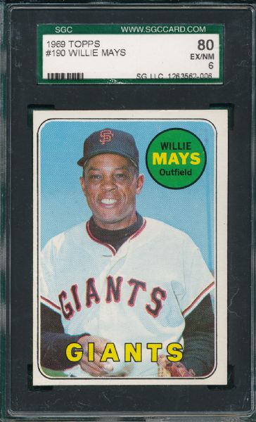 1969 Topps #190 Willie Mays SGC 80