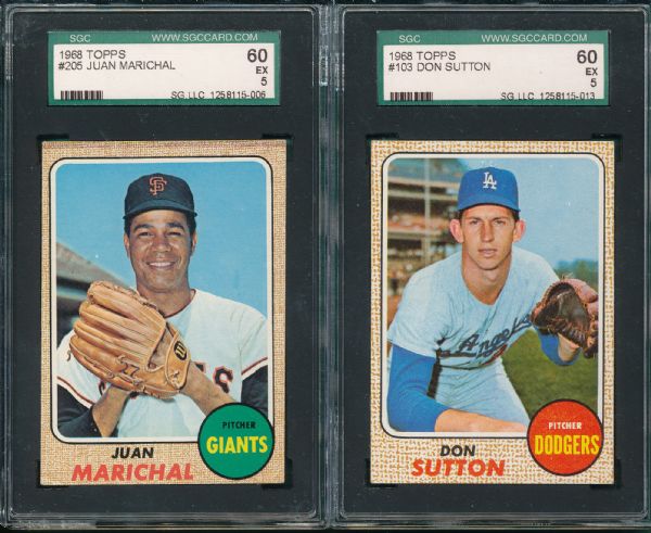 1968 Topps (6) Card Lot, HOFers W/ F. Robinson SGC