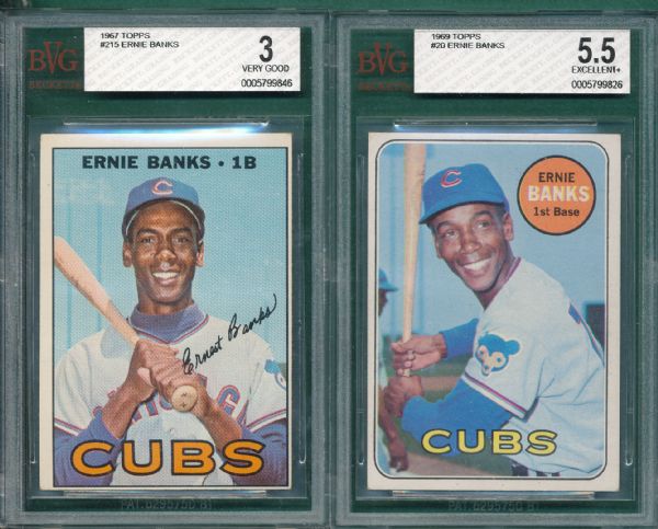 1967-69 Ernie Banks (3) Card Lot SGC BVG