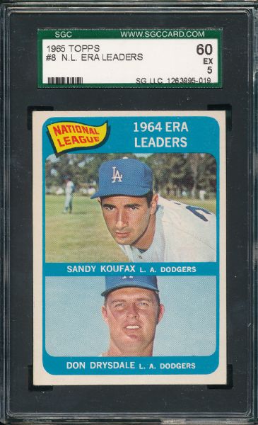 1963-65 Topps (3) Card Lot W/ Don Drysdale & Sandy Koufax SGC 