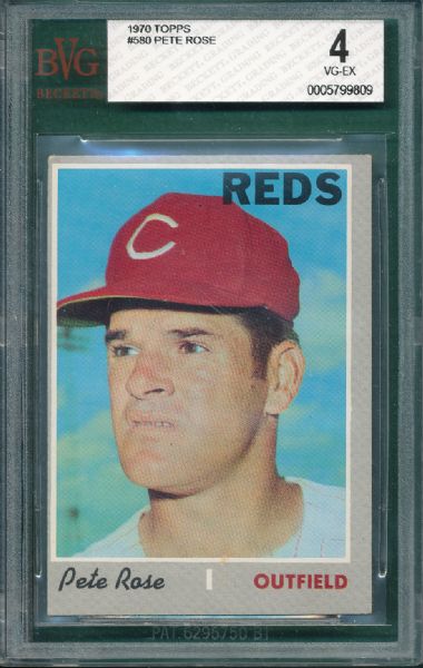 1968-70 Topps (4) Card Pete Rose Lot, SGC BVG