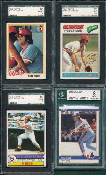 1975-84 Topps Pete Rose (5) Card Lot SGC BVG