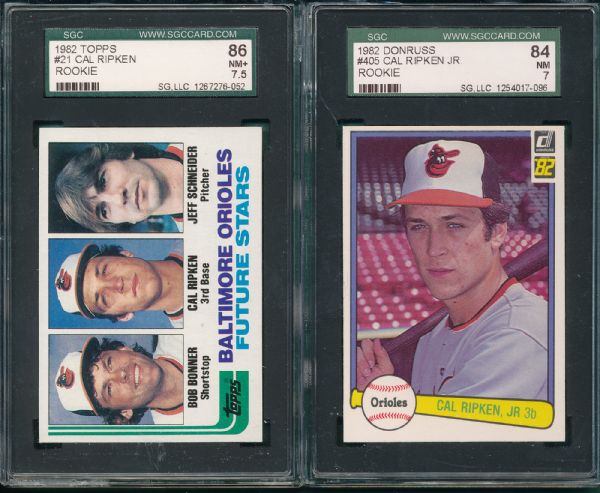 1982 Topps & Donruss Cal Ripken Jr., Rookies, SGC 