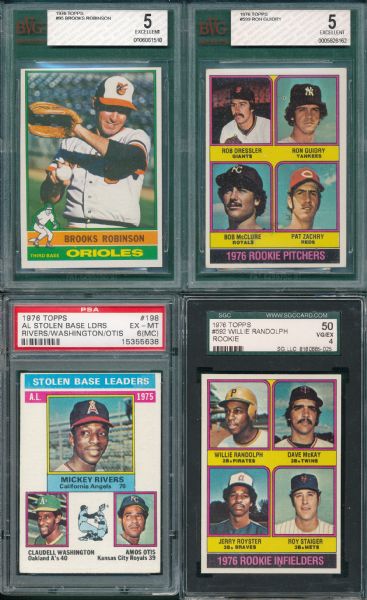 1976 Topps (5) Card Lot W/ Aaron *Graded*