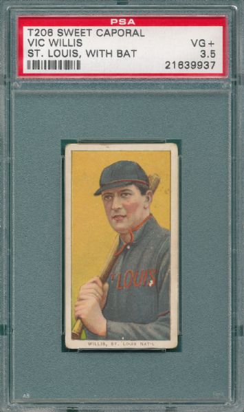 1909-1911 T206 Willis, Batting, Sweet Caporal Cigarettes PSA 3.5