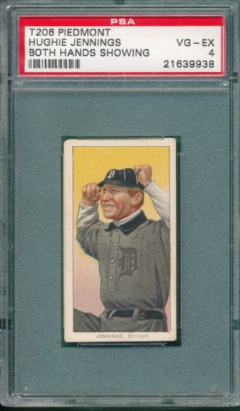 1909-1911 T206 Jennings, Both Hands, Piedmont Cigarettes PSA 4