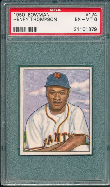 1950 Bowman #82 Lockman & #174 Thompson, New York Giants, (2) Card Lot PSA 6 