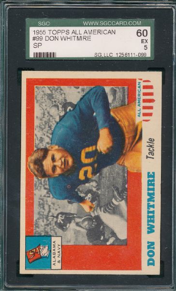 1955 Topps All American FB #67, #75, and #99, SP, (3) Card Lot SGC 60