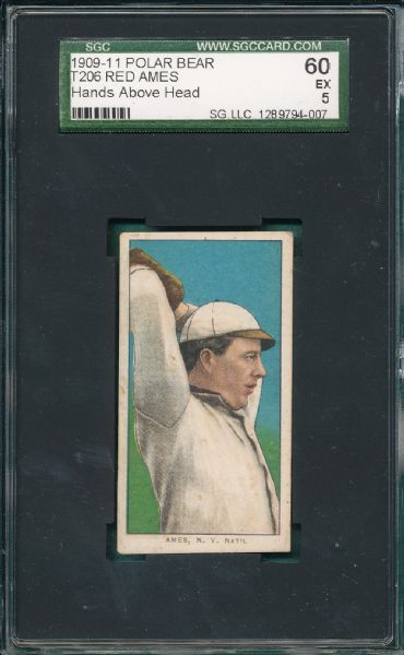 1909-1911 T206 Ames, Hands Above, Polar Bear Tobacco SGC 60 *None Higher*