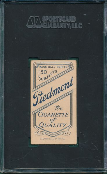 1909-1911 T206 Evers, Cubs on Shirt, Piedmont Cigarettes SGC 55