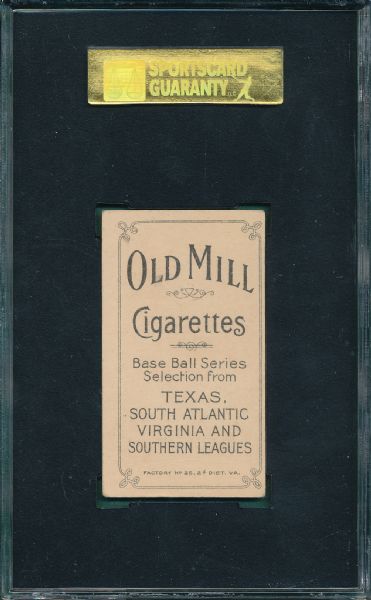 1909-1911 T206 Hooker, Old Mill Cigarettes SGC 40 *Southern League*