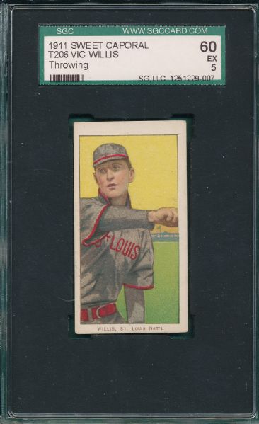 1909-1911 T206 Willis Throwing, Sweet Caporal Cigarettes SGC 60