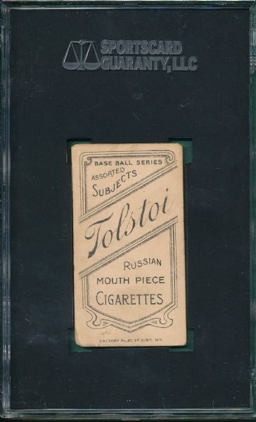1909-1911 T206 Chance, Batting, Tolstoi Cigarettes SGC 20 *Wet Sheet Transfer*