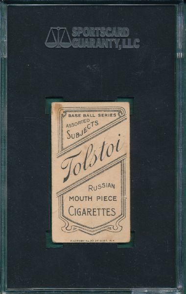 1909-1911 T206 Bergen, Catching, Tolstoi Cigarettes SGC 20 *Wet Sheet Transfer*