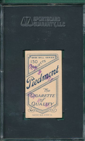 1909-1911 T206 Mathewson, Portrait, Piedmont Cigarettes SGC 20 *Presents Better*