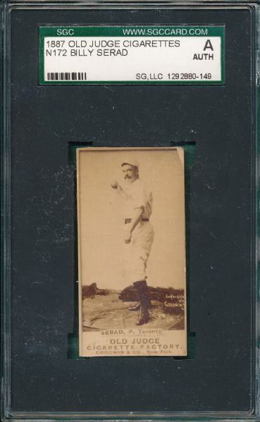 1887 N172 407-3 Billy Serad, Old Judge Cigarettes SGC Authentic