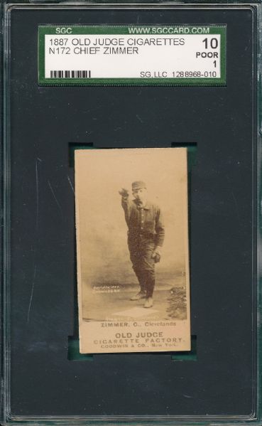 1887 N172 511-4 Chief Zimmer Old Judge Cigarettes SGC 10 *Presents Better*