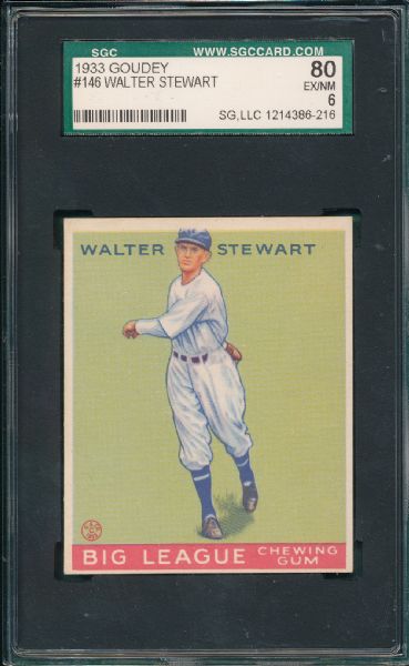 1933 Goudey #146 Walter Stewart SGC 80