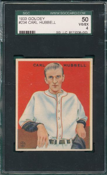 1933 Goudey #234 Carl Hubbell SGC 50