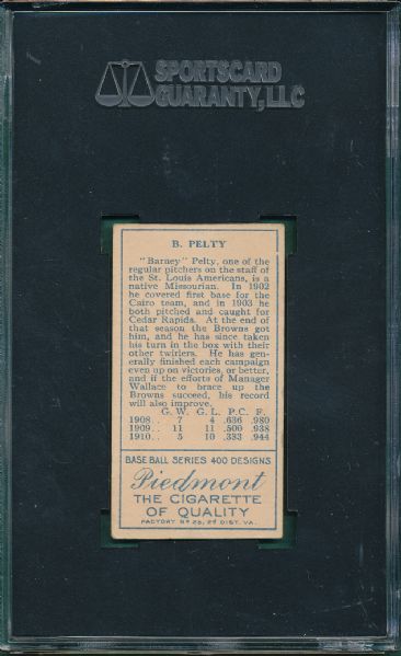 1911 T205 Pelty Piedmont Cigarettes SGC 40