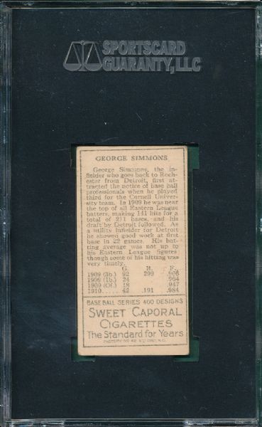 1911 T205 Simmons Sweet Caporal Cigarettes SGC 55