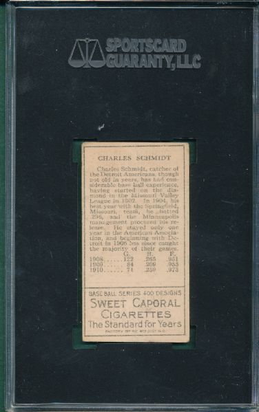 1911 T205 Schmidt Sweet Caporal Cigarettes SGC 55