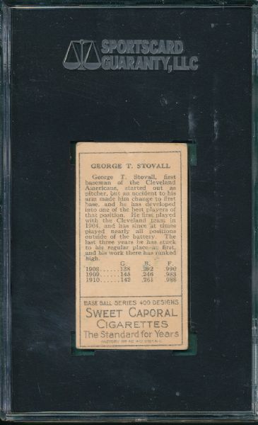 1911 T205 Stovall Sweet Caporal Cigarettes SGC 50