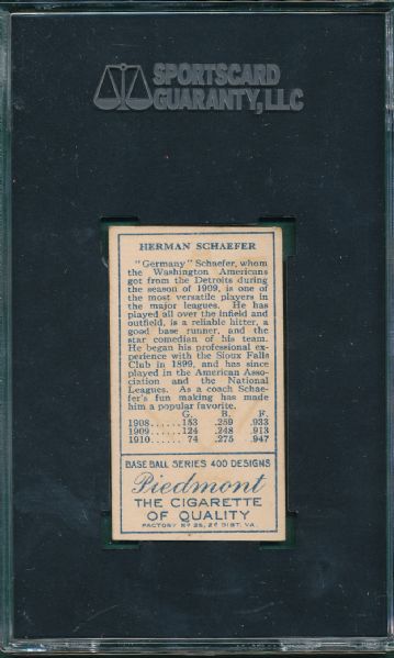 1911 T205 Schaefer Piedmont Cigarettes SGC 50