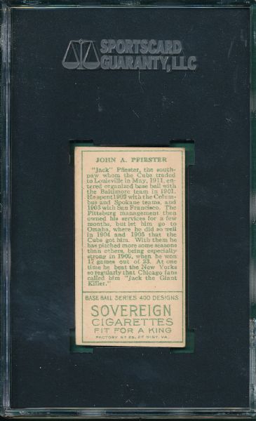 1911 T205 Pfeister Sovereign Cigarettes SGC 55