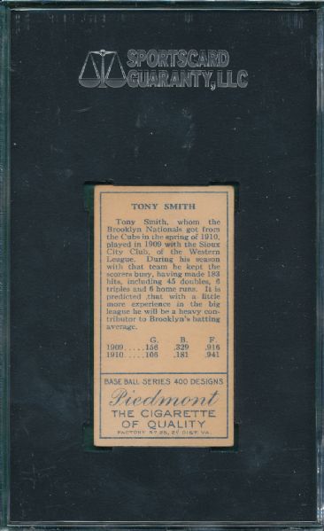 1911 T205 Smith Piedmont Cigarettes SGC 60
