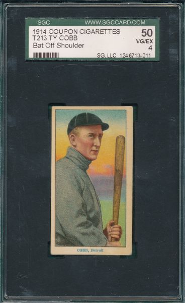 1914 T213-2 Cobb, Batting, Coupon Cigarettes SGC 50 *None Graded Higher*