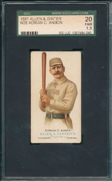 1887 N28 Cap Anson, Allen & Ginter Cigarettes SGC 20