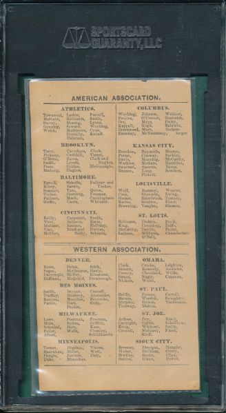 1889 N172 Old Judge Cigarettes, Cabinet Checklist SGC Authentic