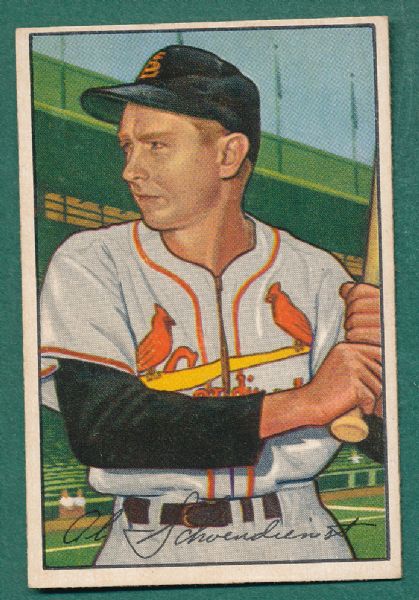 1952 Bowman (10) Card Lot of St. Louis Cardinals W/ Schoendienst *Crease Free* Plus Oddity