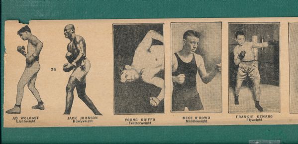 1923 W580 Boxing Uncut Strip W/ Jack Johnson 