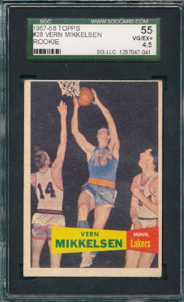 1957-58 Topps BSKT #28 Vern Mikkelsen SGC 55 *Rookie*