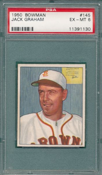 1950 Bowman #142 Lollar & #145 Graham, Browns, (2) Card Lot PSA 6 