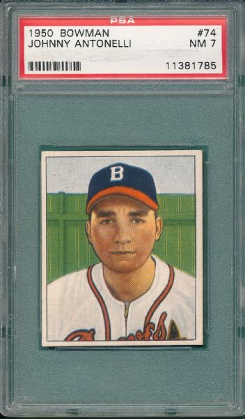1950 Bowman #74 Johnny Antonelli PSA 7