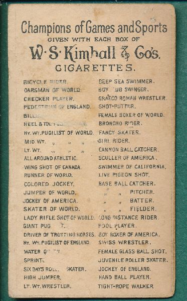 1887 N184 Wood & Ferrel Kimballs Cigarettes (2) Card Lot 