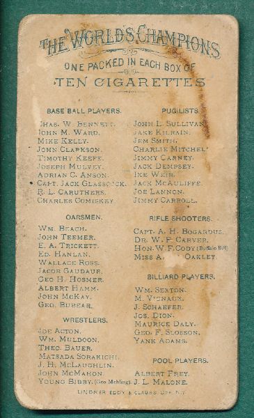 1887 N28 John Ward Allen & Ginter Cigarettes 
